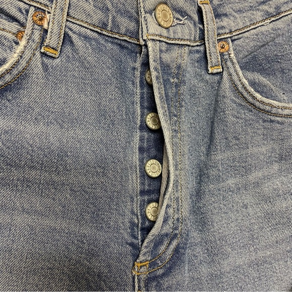 Agolde Riley High-Rise Distressed Straight Crop Jeans Stretch Button Fly NWT - Picture 4 of 16